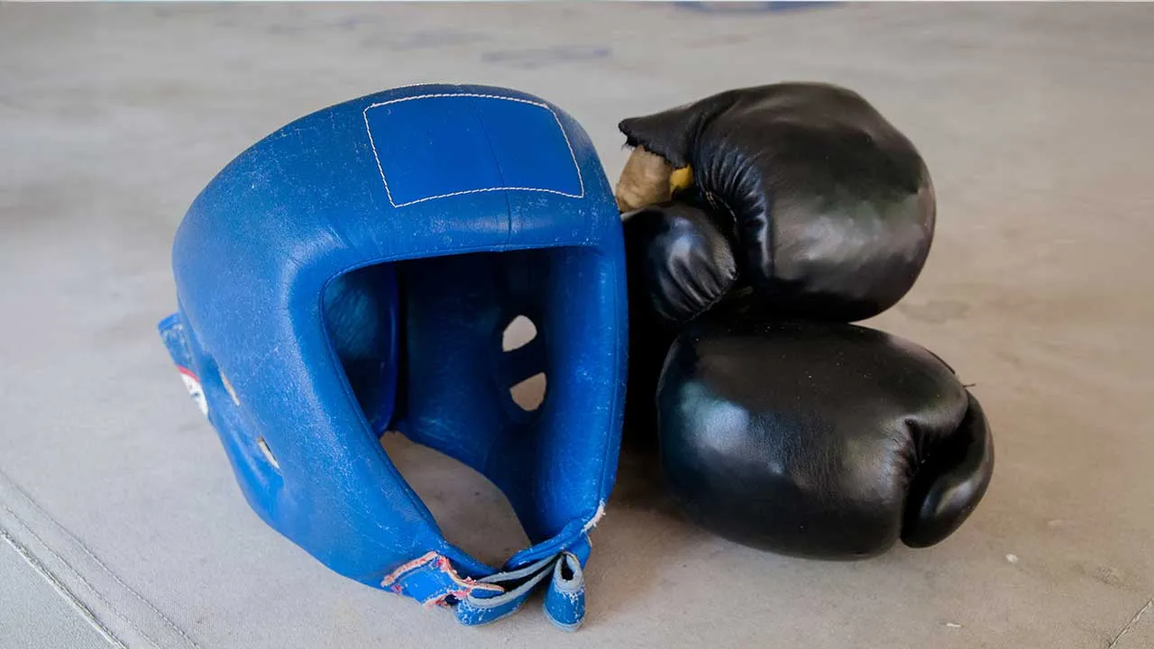 Muay Thai training equipment at a school in Thailand