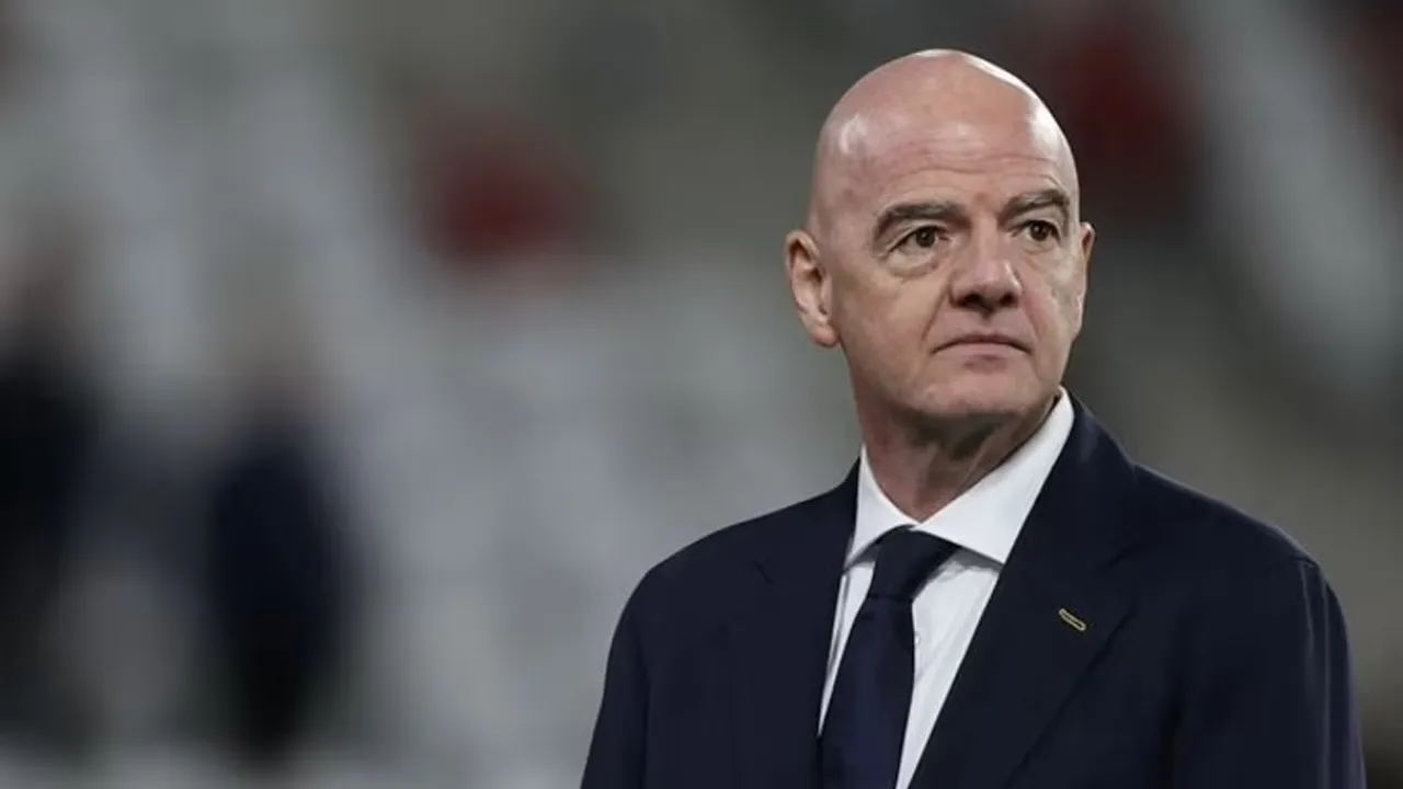 Soccer Football - FIFA Under-20 Women's World Cup - Final - Spain v North Korea - Stadion Miejski LKS, Lodz, Poland - September 27, 2026 FIFA President Gianni Infantino during the trophy ceremony after Spain win the Under-20 Women's World Cup REUTERS