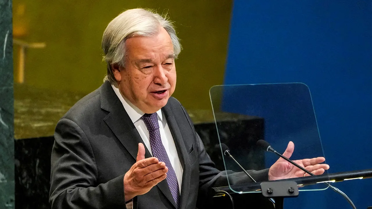 United Nations Secretary-General Antonio Guterres speaks to delegates during a meeting on Nuclear Non-Proliferation Treaty at U.N. headquarters in New York City, U.S., April 27, 2026. REUTERS