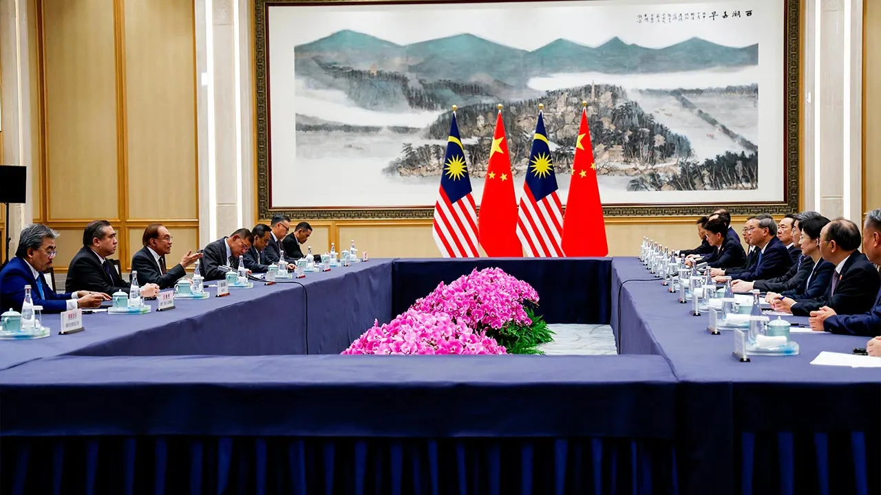 HANGZHOU, Sept 24 - Prime Minister Datuk Seri Anwar Ibrahim holds a bilateral meeting with Chinese Premier Li Qiang at Mingyuan Hall West Lake (Xihu) State Guest House here today. In a bilateral meeting, Malaysian Delegation including Investment, Trade and Industry Minister Datuk Seri Johari Abdul Ghani, Transport Minister Anthony Loke, Home Minister Datuk Seri Saifuddin Nasution Ismail and Malaysia's Ambassador to China Datuk Norman Mohamad. - fotoBERNAMA (2026) COPYRIGHT RESERVED