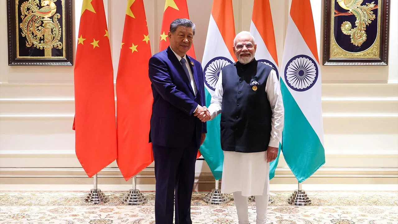India’s Prime Minister Narendra Modi shakes hands with Chinese President Xi Jinping on the sidelines of the BRICS Summit in New Delhi, India, September 12, 2026. India's Press Information Bureau/Handout via REUTERS THIS IMAGE HAS BEEN SUPPLIED BY A THIRD PARTY. NO RESALES. NO ARCHIVES.