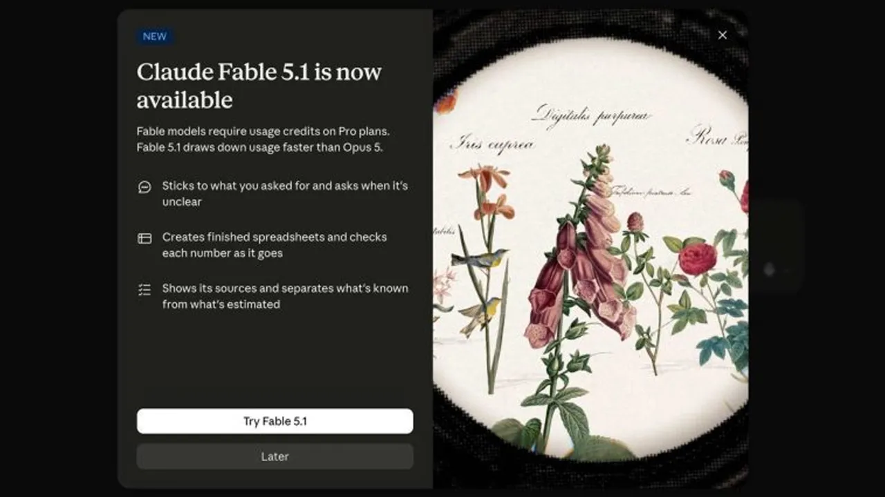 Anthropic hari ini memperkenalkan kemaskini untuk model Fable mereka, iaitu Fable 5.1. Seperti sebelumnya, penggunaan model ini hadir dengan berasaskan kepada kredit, dan tidak disertakan pada langganan bulanan._AMANZ