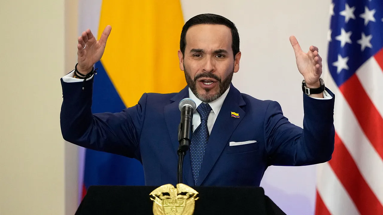 Colombian President Abelardo De La Espriella speaks during a bilateral agreements signing ceremony with U.S. Secretary of State Marco Rubio, in Barranquilla, Colombia, September 8, 2026. Fernando Vergara/Pool via REUTERS