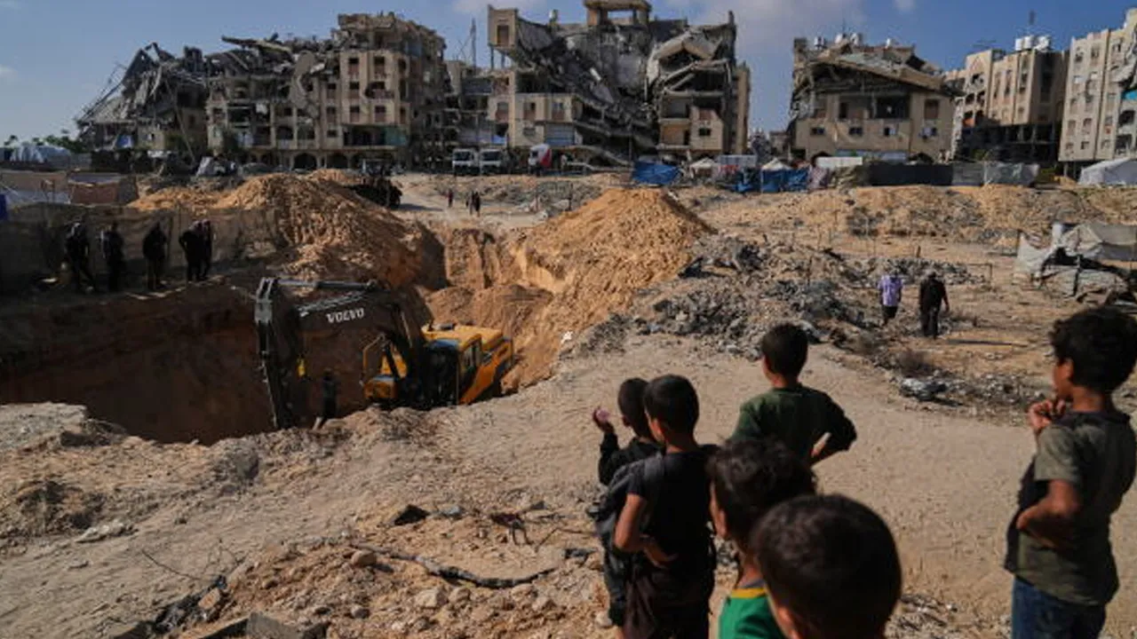 Egyptian teams were searching for the bodies of hostages that still remain in the Gaza Strip on Tuesday as excavators were seen digging through sand in an effort to find some of the remains.