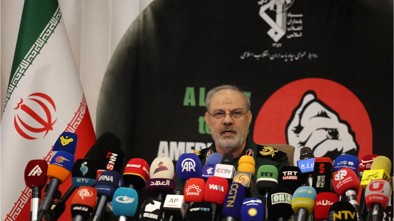 IRGC spokesperson Hossein Mohebbi speaks during a press conference in Tehran, Iran, September 29, 2026. Majid Asgaripour/WANA (West Asia News Agency) via REUTERS ATTENTION EDITORS - THIS PICTURE WAS PROVIDED BY A THIRD PARTY. ISRAEL OUT. NO COMMERCIAL OR EDITORIAL SALES IN ISRAEL. NO ACCESS FOR ISRAELI MEDIA. NO USE BBC PERSIAN. NO USE VOA PERSIAN. NO USE MANOTO. NO USE IRAN INTERNATIONAL. NO USE RADIO FARDA. DIGITAL: NO USE BBC PERSIAN. NO USE VOA PERSIAN. NO USE MANOTO. NO USE IRAN INTERNATIONAL. NO USE R