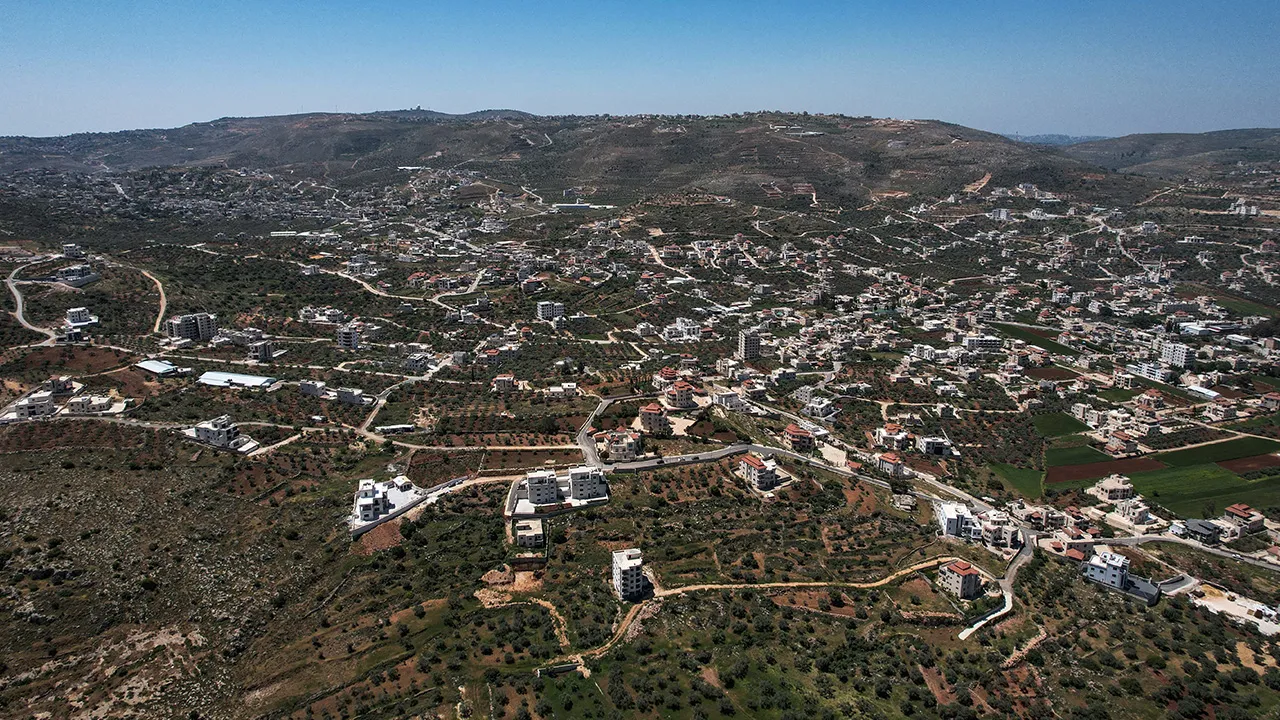 A drone view of the Palestinian village of Duma, near Nablus, in the Israeli-occupied West Bank, April 30, 2026. REUTERS/Ammar Awad