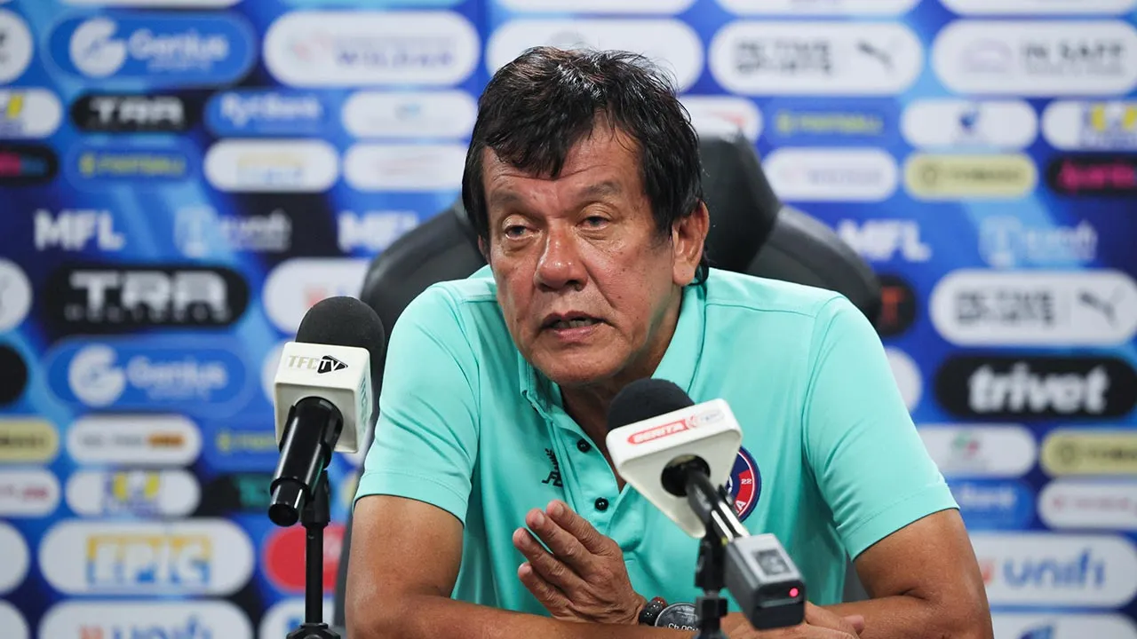 KUALA NERUS, 22 Ogos - Ketua Jurulatih Melaka FC E. Elavarasan pada sidang media selepas tewas 0-3 kepada Terengganu FC (TFC) pada saingan Liga Super Malaysia di Stadium Sultan Mizan Zainal Abidin, Gong Badak malam ini. - fotoBERNAMA (2026) HAK CIPTA TERPELIHARA