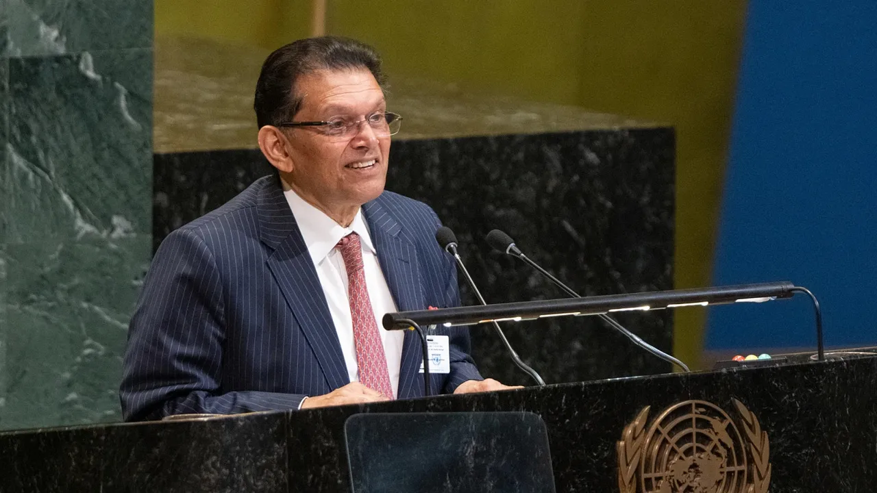 Bangladesh Foreign Minister Khalilur Rahman, the newly elected president of the United Nations General Assembly, addresses a plenary meeting of body at U.N. headquarters on Tuesday, June 2, 2026. (UN Photo/Eskinder Debebe via AP)