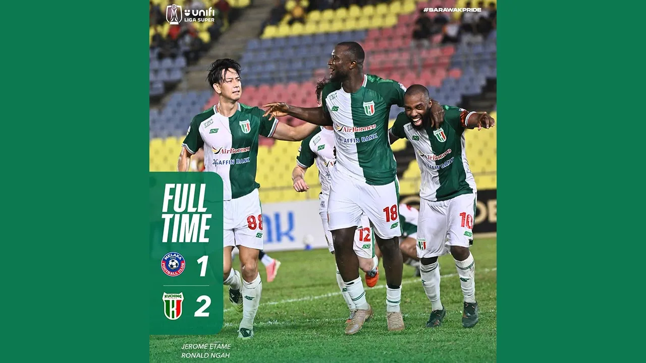 A dramatic late winner before the final whistle seals all three points for Kuching City! Never stop fighting. Never stop believing. -- FB Kuching City FC