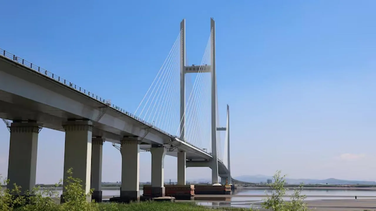 The New Yalu River Bridge designed to connect China's Dandong New Zone and North Korea's Sinuiju, in Dandong, Liaoning province, China, June 8, 2026. REUTERS/Maxim Shemetov