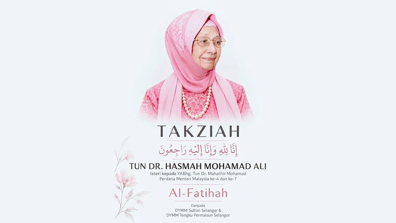8 September 2026 ~ DYMM Sultan Selangor Sultan Sharafuddin Idris Shah Alhaj dan DYMM Tengku Permaisuri Selangor Tengku Permaisuri Hajah Norashikin menzahirkan rasa sedih dan dukacita di atas kembalinya ke Rahmatullah, Allahyarhamah Tun Dr. Hasmah Mohamad Ali. -- IG Selangor Royal Official