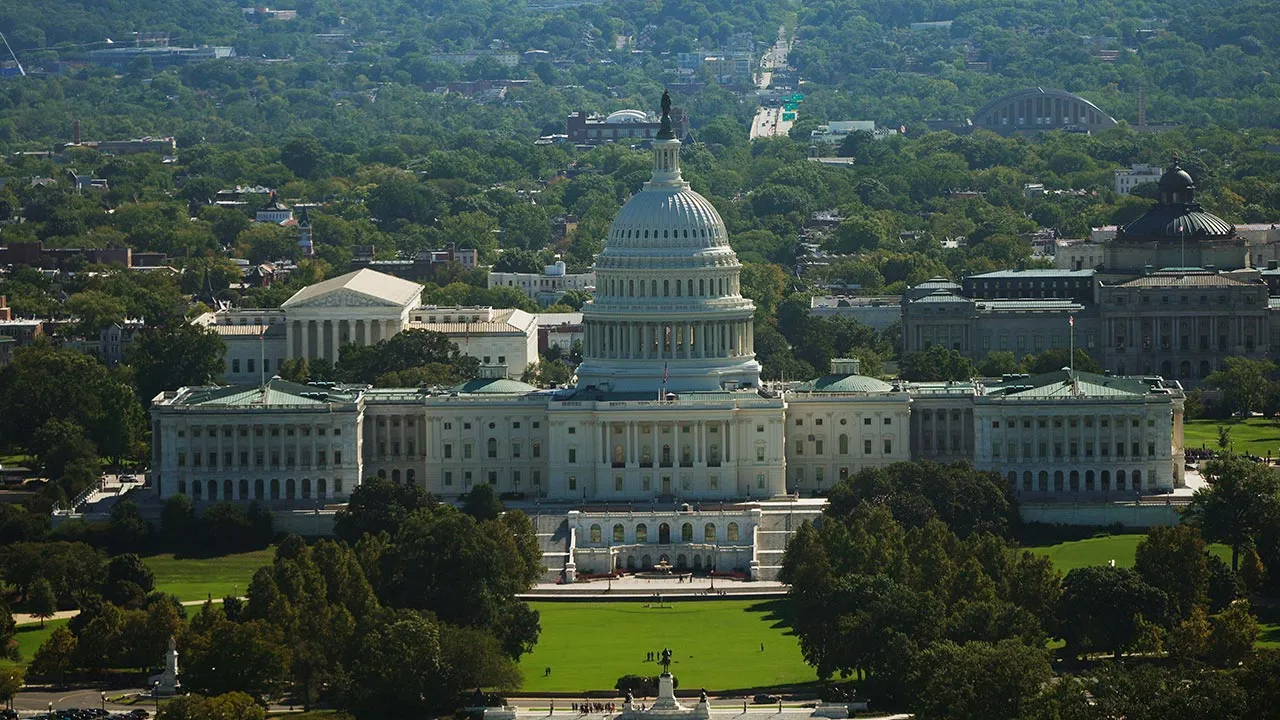 The U.S. Capitol is seen from the Washington Monument, Tuesday, Sept. 15, 2026, in Washington. (AP Photo/Pablo Martinez Monsivais)