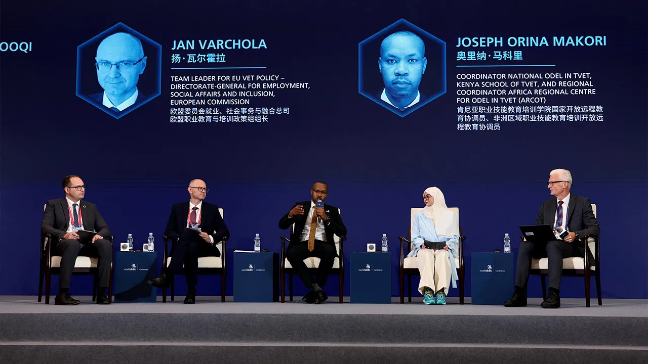 SHANGHAI, Sept 24 - Kenya School of TVET National ODeL Coordinator Joseph Orina Makori (centre) says interest in artificial intelligence (AI) is growing across developing regions, but challenges such as unstable electricity supply, limited Internet access and high usage costs remain major barriers for underserved communities. He says AI has the potential to transform Technical and Vocational Education and Training (TVET), provided infrastructure gaps are addressed,_BERNAMA