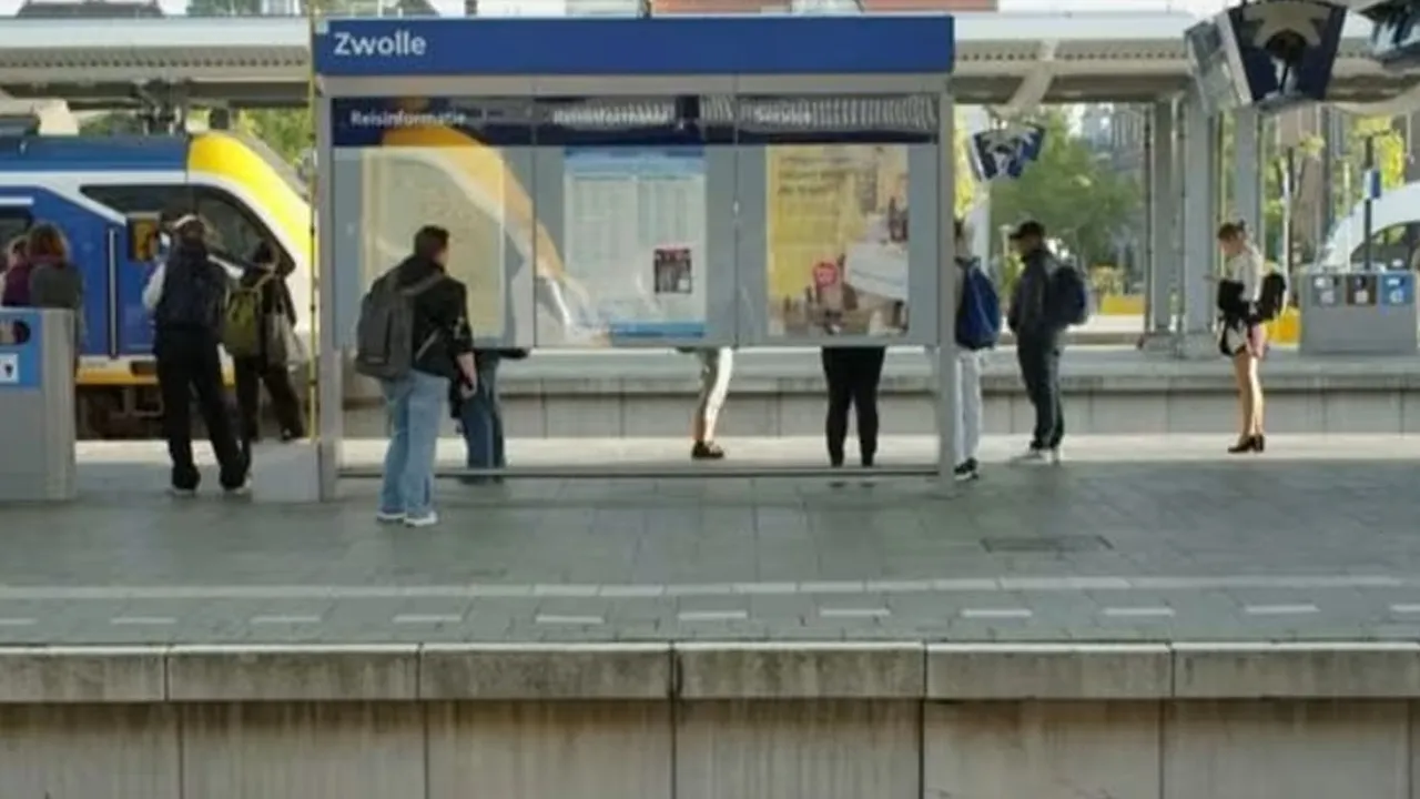 People gather on a train platform after suspected sabotage disrupted Dutch train services, in Zwolle, Netherlands, in this screengrab taken from a video released on Sep 15, 2026. (Photo: REUTERS)