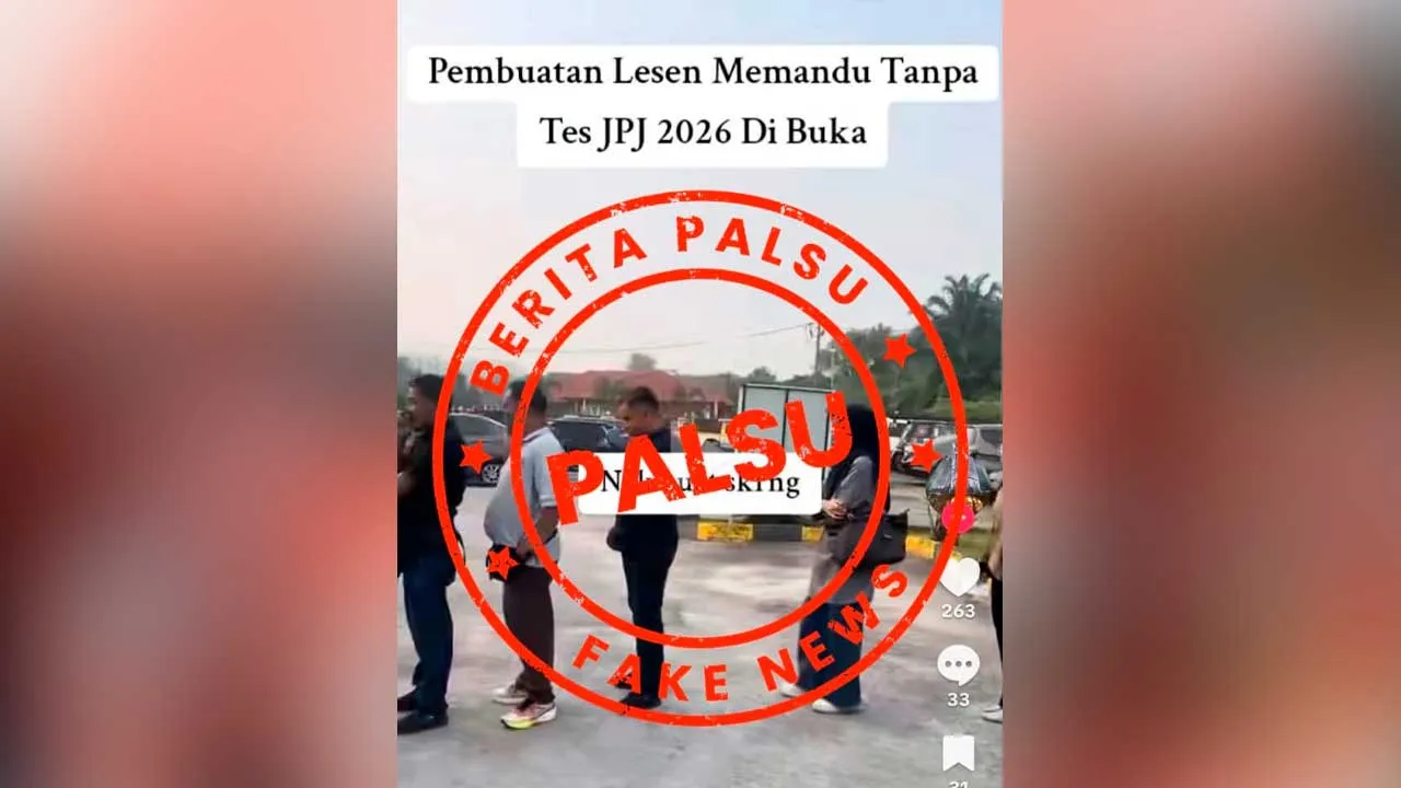 WASPADA PENYEBARAN MAKLUMAT PALSU IKLAN LESEN MEMANDU TANPA UJIAN  PUTRAJAYA, 20 Oktober 2026 - Jabatan Pengangkutan Jalan (JPJ) telah menerima aduan berhubung iklan palsu lesen memandu tanpa ujian menerusi laman sosial Tik Tok https://vt.tiktok.com/ZSgBw6mmc/.