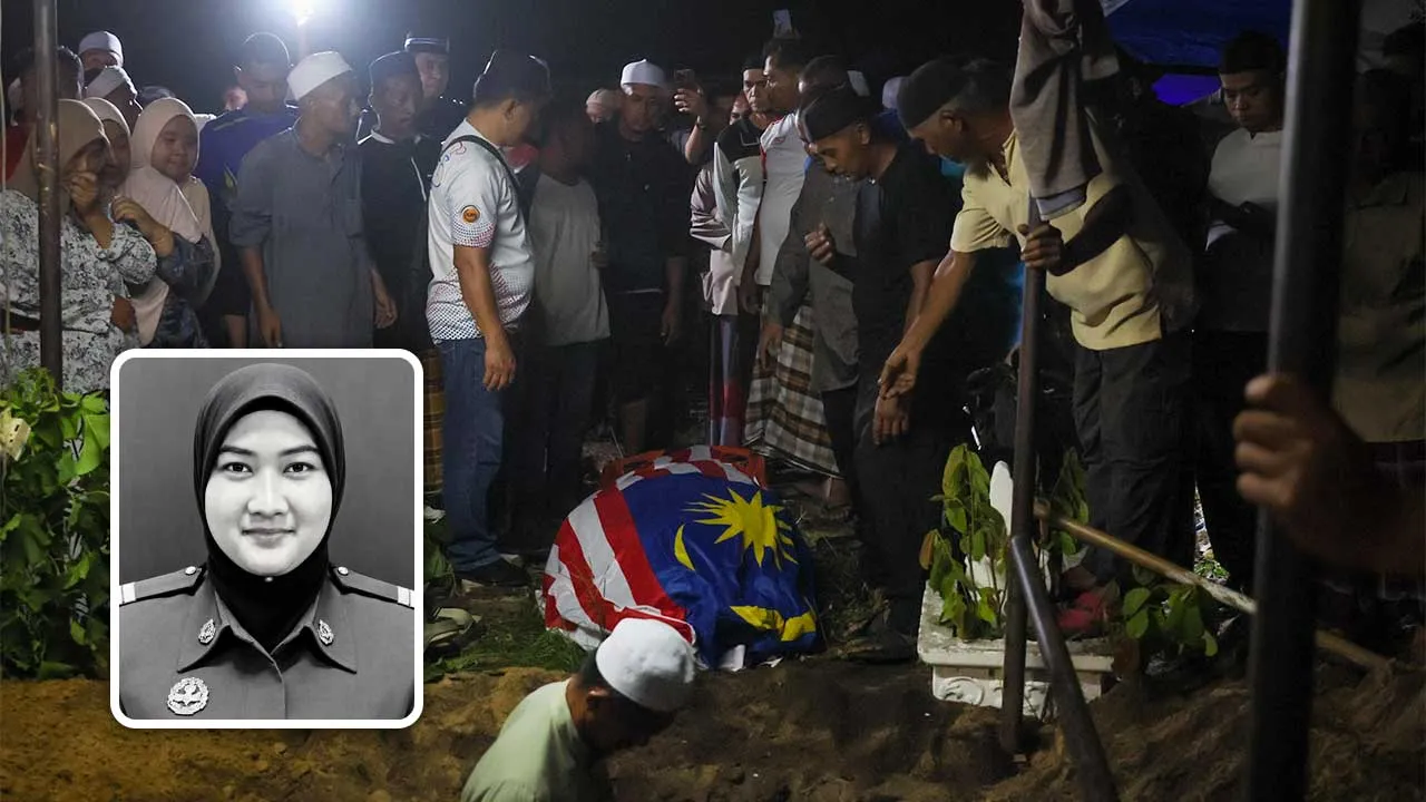 TUMPAT, 18 Okt -- Jenazah pegawai Agensi Kawalan dan Perlindungan Sempadan Malaysia (AKPS) Norhazwani Ibrahim, 35, dikebumikan di Tanah Perkuburan Islam Tanjong, Pengkalan Kubor, awal pagi tadi.  Allahyarham Norhazwani ditemukan meninggal dunia di rumahnya di kuarters Lapangan Terbang Antarabangsa Kuala Lumpur (KLIA) di Nilai, Negeri Sembilan, pada Khamis lepas.  --fotoBERNAMA (2026) HAK CIPTA TERPELIHARA