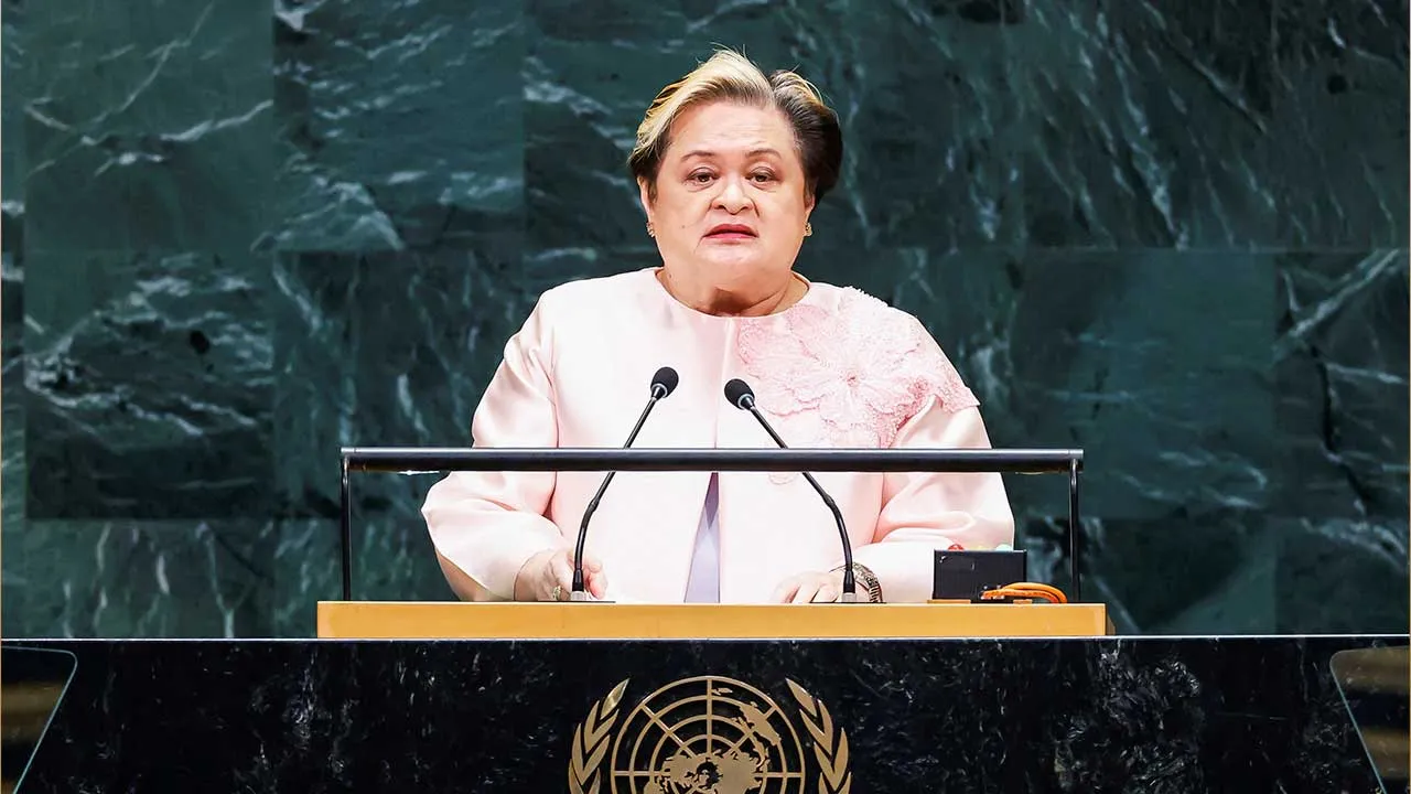 Philippines Foreign Affairs Secretary Theresa Lazaro addresses the 81st United Nations General Assembly at UN headquarters in New York City, US, September 26, 2026. REUTERS/Eduardo Munoz