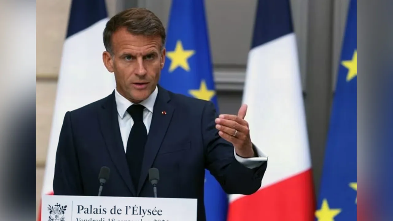 France's President Emmanuel Macron addresses the audience during a press conference at the presidential Elysee Palace in Paris, France, on Sep 18, 2026. (Photo: REUTERS/Thomas Samson)