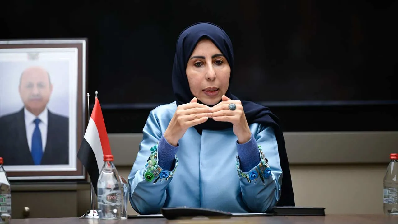 ISTANBUL, TURKIYE - OCTOBER 24: Yemen's Foreign Minister Afrah Abdulaziz Al-Zouba delivers a speech during a meeting with Turkish journalists as part of an official visit to the country in Istanbul, Turkiye, on October 24, 2026. Arif Hudaverdi Yaman / AnadoluNo Use USA No use UK No use Canada No use France No use Japan No use Italy No use Australia No use Spain No use Belgium No use Korea No use South Africa No use Hong Kong No use New Zealand No use Turkey