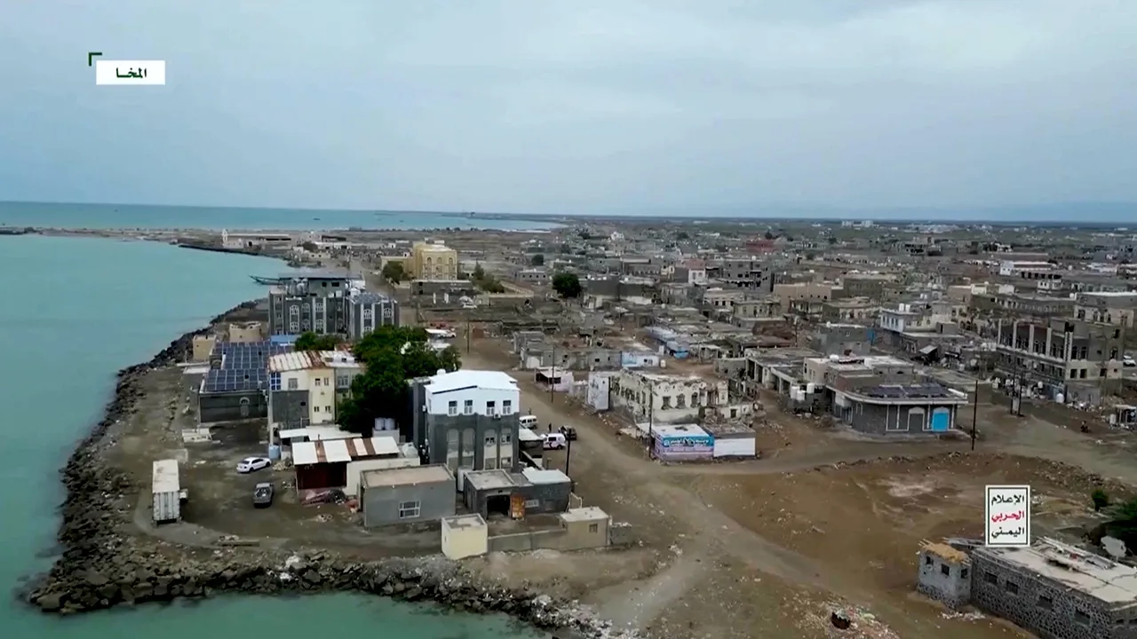 An aerial view of Mocha, Yemen, in this screengrab taken from a video released September 22, 2026. Al Masirah