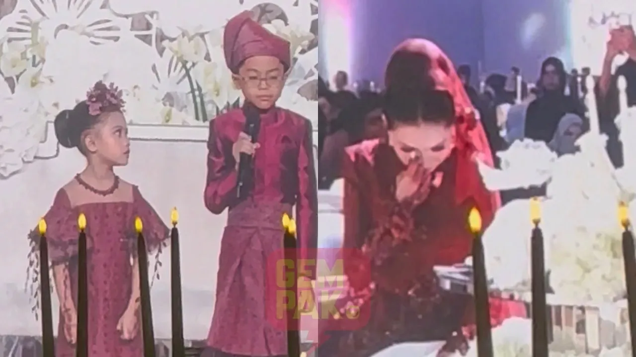Anak kepada pelakon Bella Astillah iaitu Ayden memberikan ucapan menyentuh hati buat ibunya, Bella Astillah dan YB Syed Saddiq pada majlis resepsi yang berlangsung pada Ahad._GEMPAK