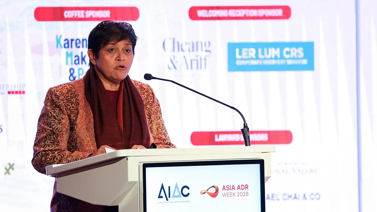 KUALA LUMPUR, Oct 14 - Minister in the Prime Minister "'s Department (Law and Institutional Reform) Datuk Seri Azalina Othman Said delivers her speech at the Asian International Arbitration Centre (AIAC) Asia Alternative Dispute Resolution (ADR) Week 2026, here today.  - fotoBERNAMA (2026) COPYRIGHT RESERVED
