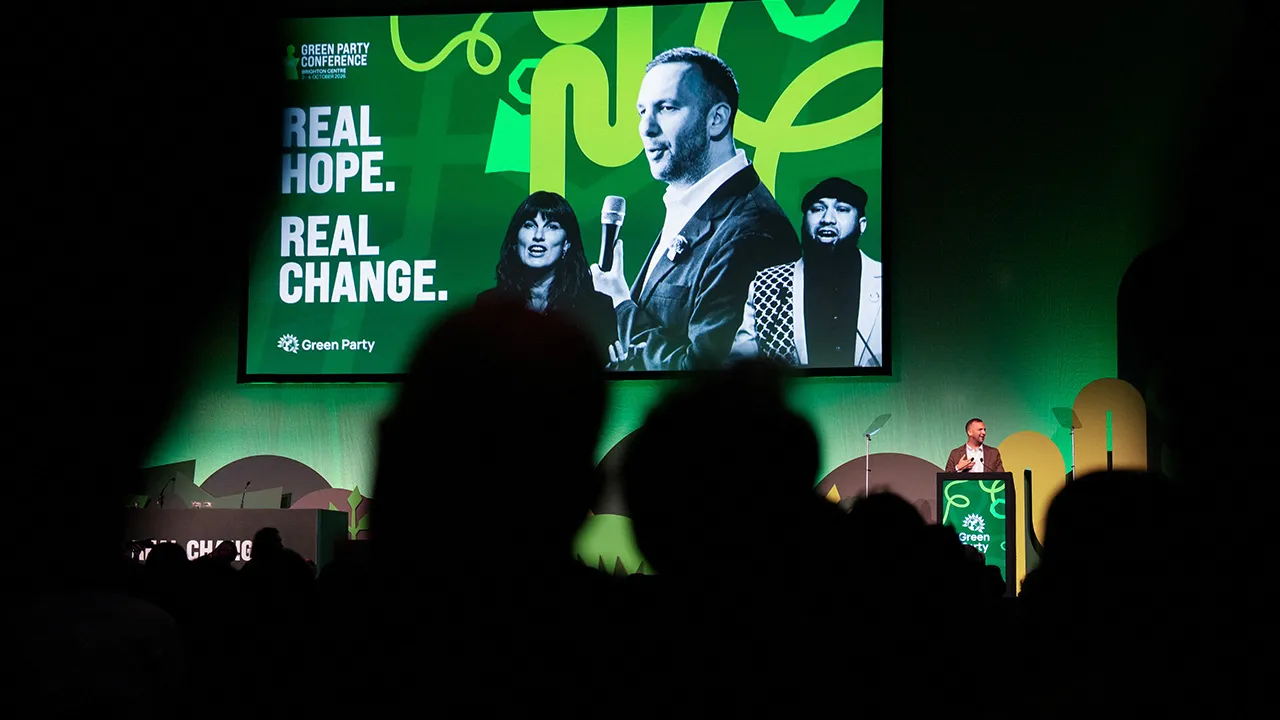 Britain's Green Party leader Zack Polanski speaks during a Green Party conference in Brighton, Britain, October 2, 2026. REUTERS/Carlos Jasso