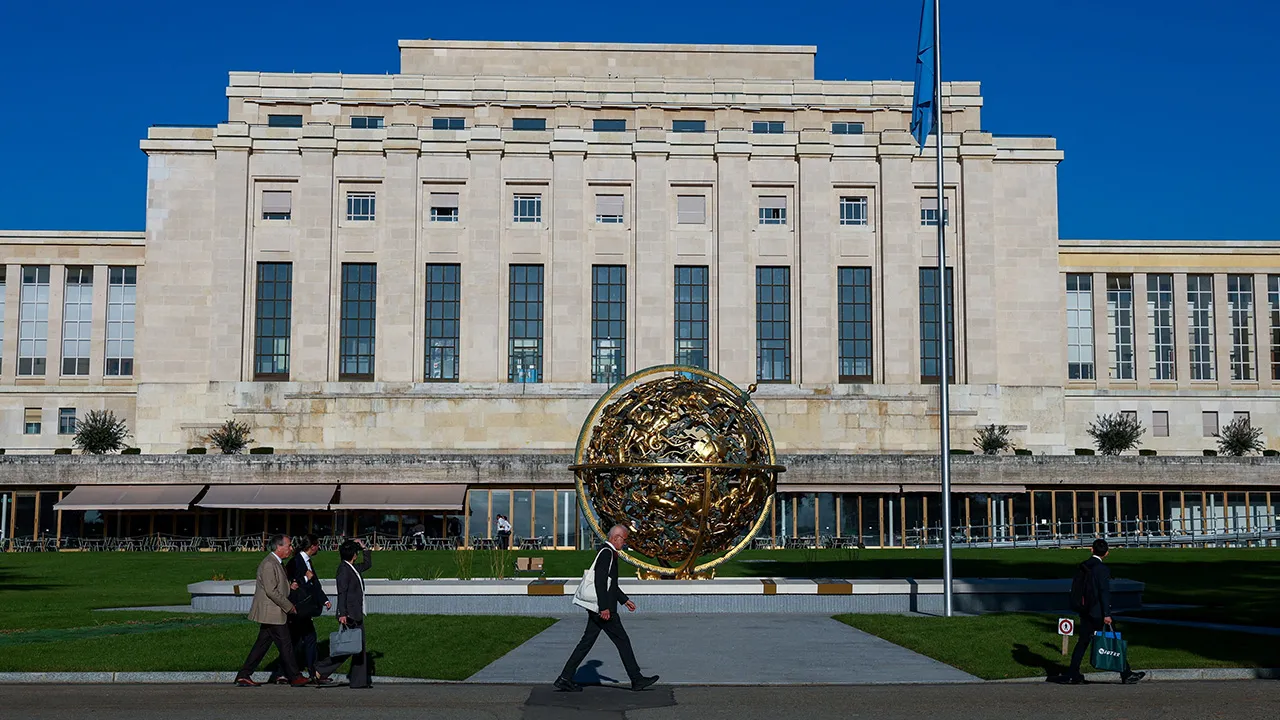 The Celestial Sphere is pictured in the parc at the United Nations in Geneva, Switzerland, September 22, 2026. REUTERS/Denis Balibouse