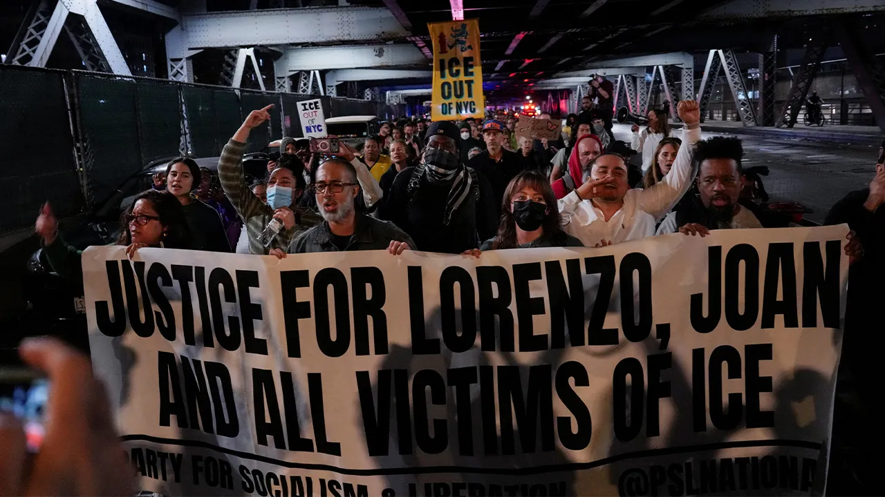 People participate in a demonstration, after a shooting reportedly involving US Immigration and Customs Enforcement (ICE) officers in the Bronx borough of New York City, in New York City, US, October 8, 2026. REUTERS/David Dee Delgado