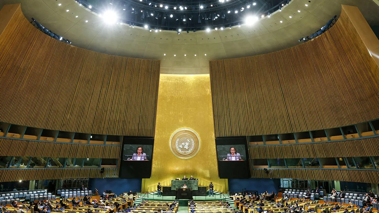 Marshall Islands' President Hilda Heine addresses the 81st United Nations General Assembly (UNGA) at UN headquarters in New York City, US, September 25, 2026. REUTERS/Caitlin Ochs