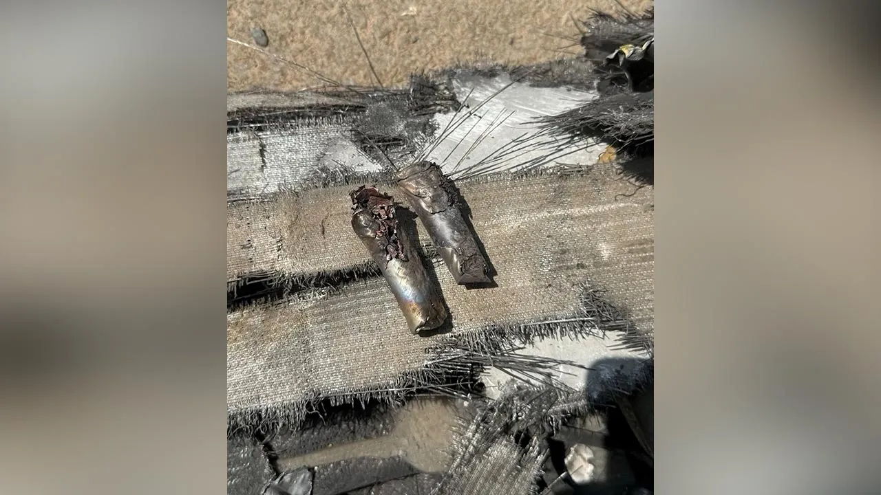 Debris from a drone, which Saudi authorities said was launched by the Houthis, in this handout photo taken on September 29, 2026, in Madina, Saudi Arabia, and released on October 1, 2026. Saudi Press Agency/Handout via REUTERS THIS IMAGE HAS BEEN SUPVIDED BY A THIRD PARTY.