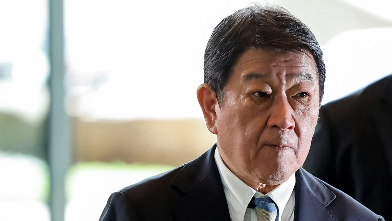 Japanese Foreign Minister Toshimitsu Motegi, arrives at the prime minister's office on the day of a cabinet reshuffle in Tokyo, Japan, September 17, 2026. REUTERS/Kim Kyung-Hoon