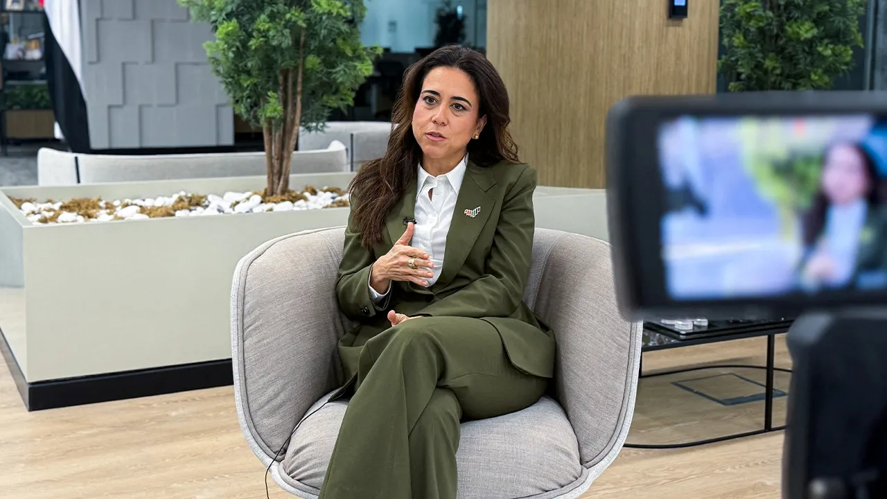 FILE PHOTO: UAE's Minister of State Lana Nusseibeh speaks during an interview with Reuters about the ongoing Iran war and the attacks targeting the country, amid the U.S.-Israeli conflict with Iran, in Abu Dhabi, United Arab Emirates, March 13, 2026. Picture taken with a mobile phone. REUTERS/Abdelhadi Ramahi/File Photo