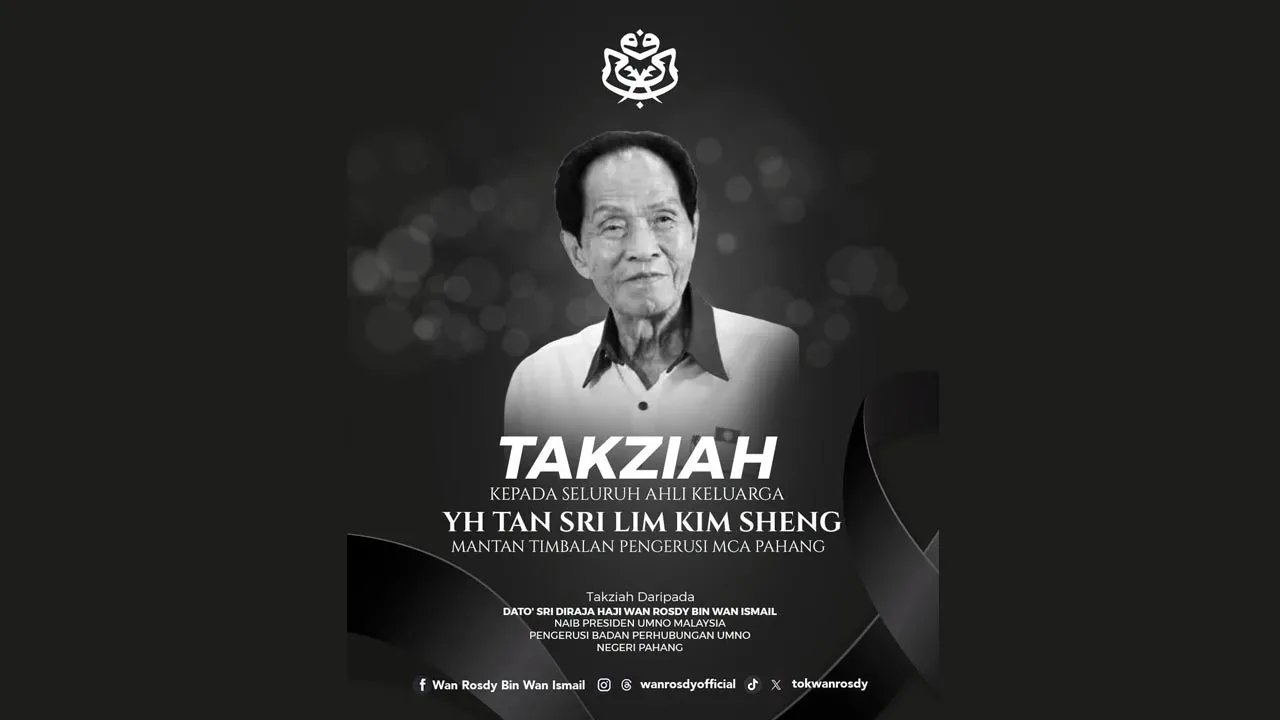 Salam takziah saya ucapkan kepada buat seluruh ahli keluarga mendiang YH Tan Sri Lim Kim Sheng, Mantan Timbalan Pengerusi MCA Pahang. -- FB Wan Rosdy bin Wan Ismail﻿