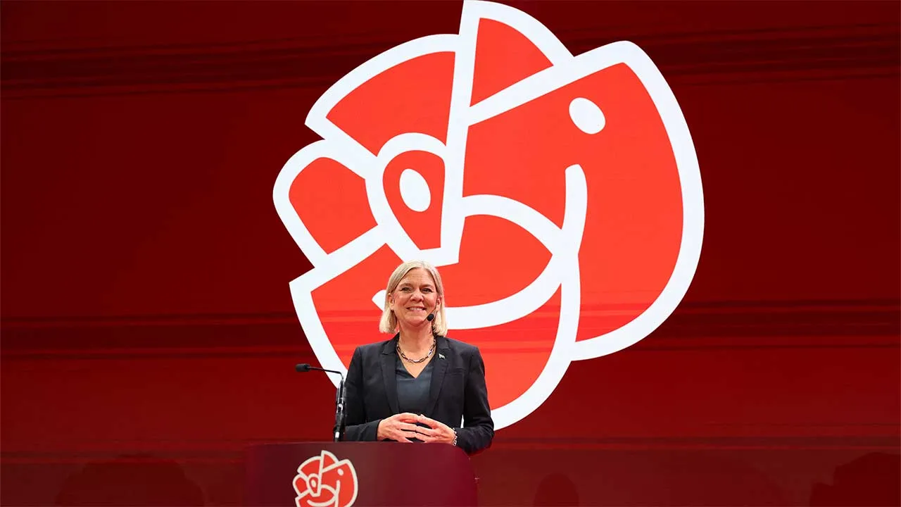 Swedish Social Democratic Party Magdalena Andersson speaks as the general election's voting results are released in Stockholm, Sweden, September 13, 2026. REUTERS/Denis Balibouse
