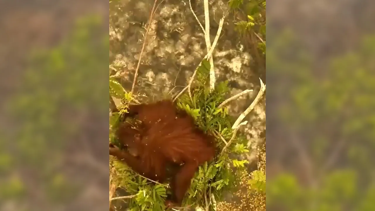 A female orangutan named Novita is now fighting for her life after sustaining horrific burns while trying to escape a forest fire in Indonesia's Central Kalimantan region.
