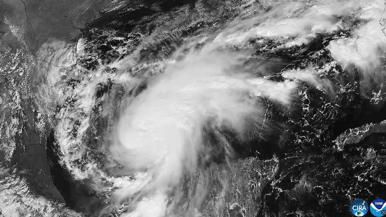 A satellite image of Tropical Storm Isaias, October 7, 2026, in this still image from a handout video. CSU/CIRA & NOAA/Handout via REUTERS THIS IMAGE HAS BEEN SUPPLIED BY A THIRD PARTY. MANDATORY CREDIT. OVERLAY AND WATERMARK FROM SOURCE.