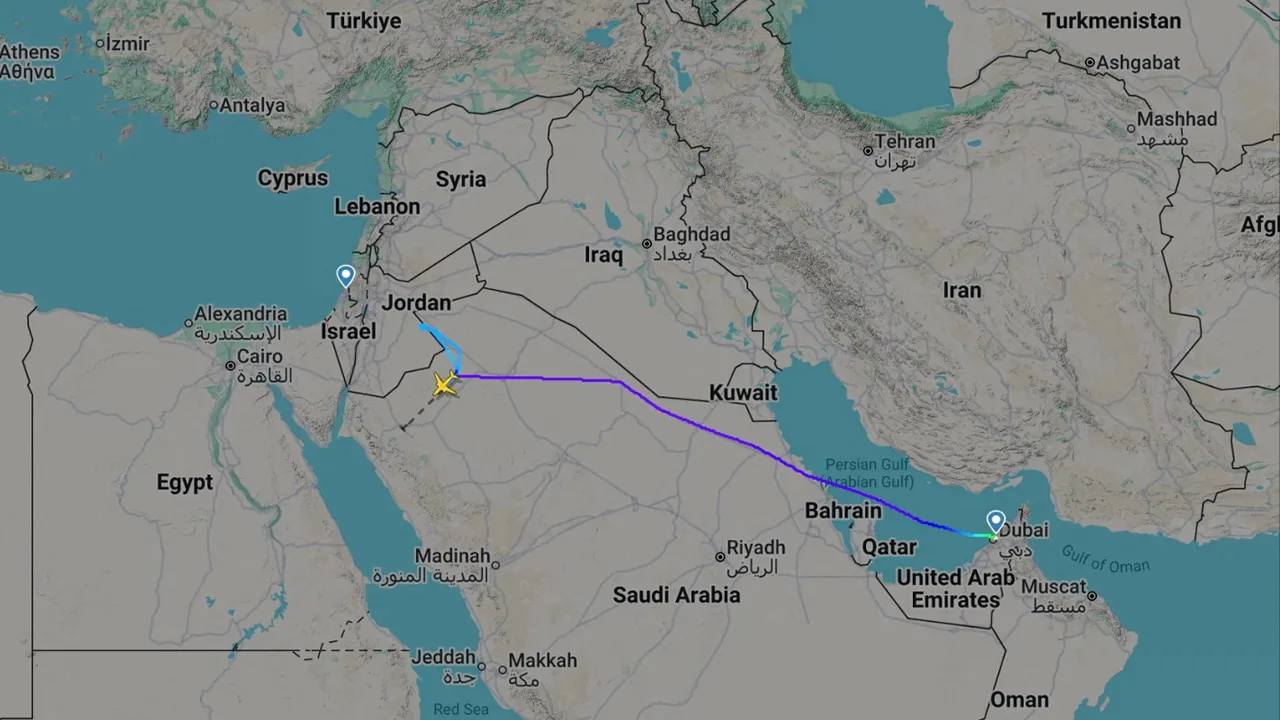 A screengrab taken from Flightradar24 shows a flydubai flight to Israel which was diverted to Saudi Arabia September 30, 2026. Flightradar24.com/Handout via REUTERS