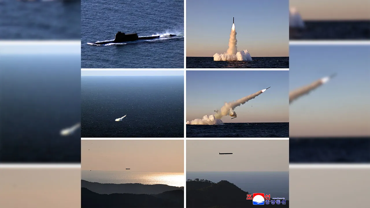 A combination picture shows what KCNA says are two types of submarine-launched strategic cruise missiles being tested on Wednesday, October 14, 2026, in this image released by North Korea's official Korean Central News Agency October 15, 2026. KCNA via REUTERS