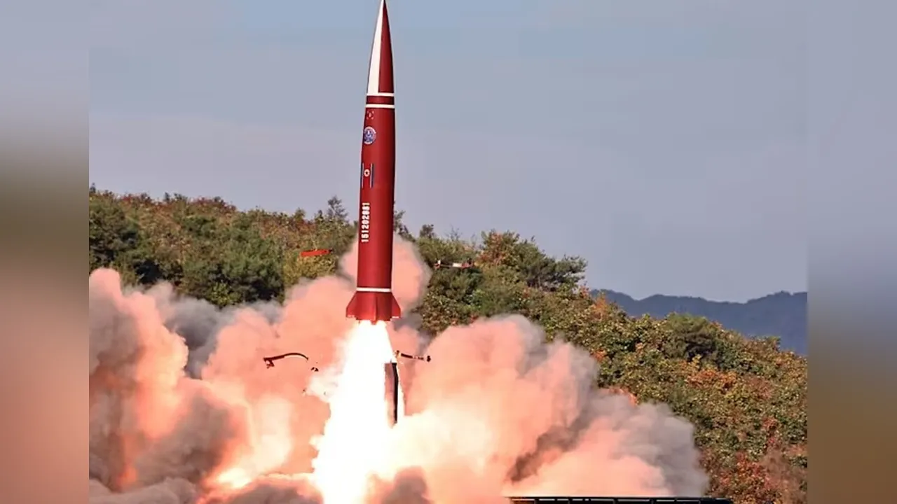 A tactical ballistic missile is launched during a test in North Korea, October 12, 2026, according to the Korean Central News Agency (KCNA), in this picture released by North Korea's official Korean Central News Agency. KCNA/via REUTERS North Korea's state media said the test verified the successful technical upgrading of an important core element of the missile. KCNA via REUTERS