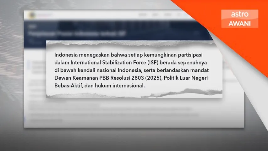 Penyertaan ISF di Gaza di bawah kawalan nasional, bukan tempur - Indonesia