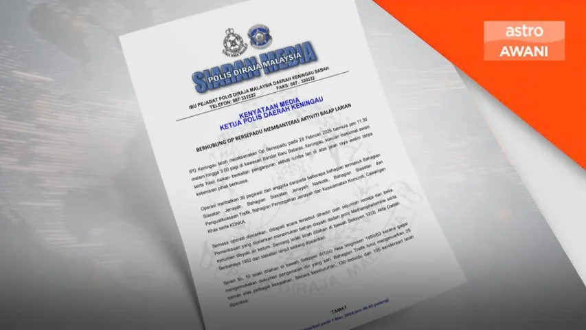 Operasi polis bongkar perlumbaan haram dicemari dadah