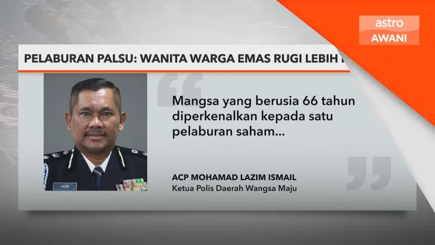 Wanita warga emas rugi lebih RM2.2 juta