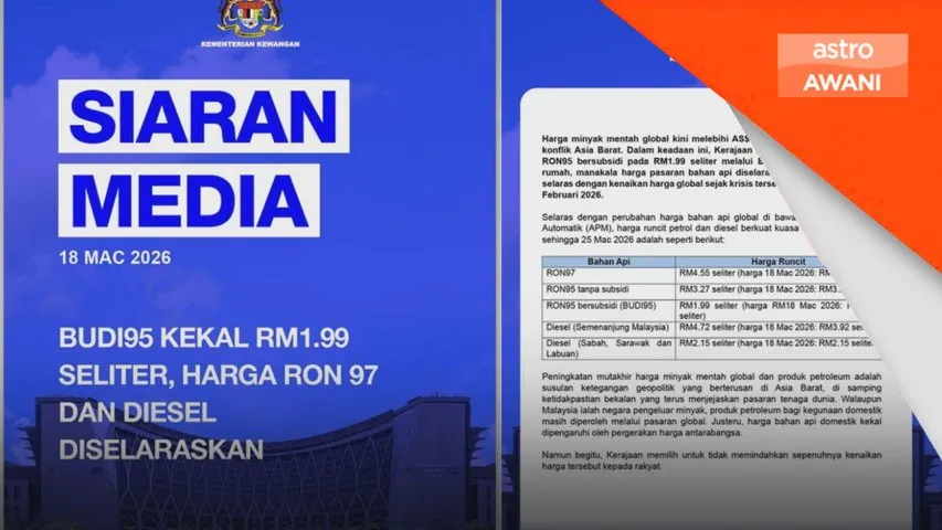 Harga subsidi Budi MADANI RON95 kekal RM1.99 seliter - MOF