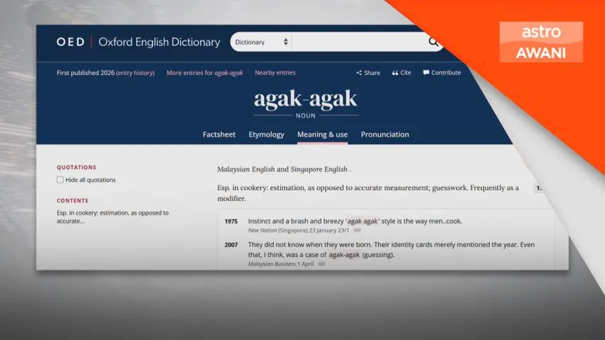 Istilah 'agak-agak' dimasukkan dalam kemaskini Oxford