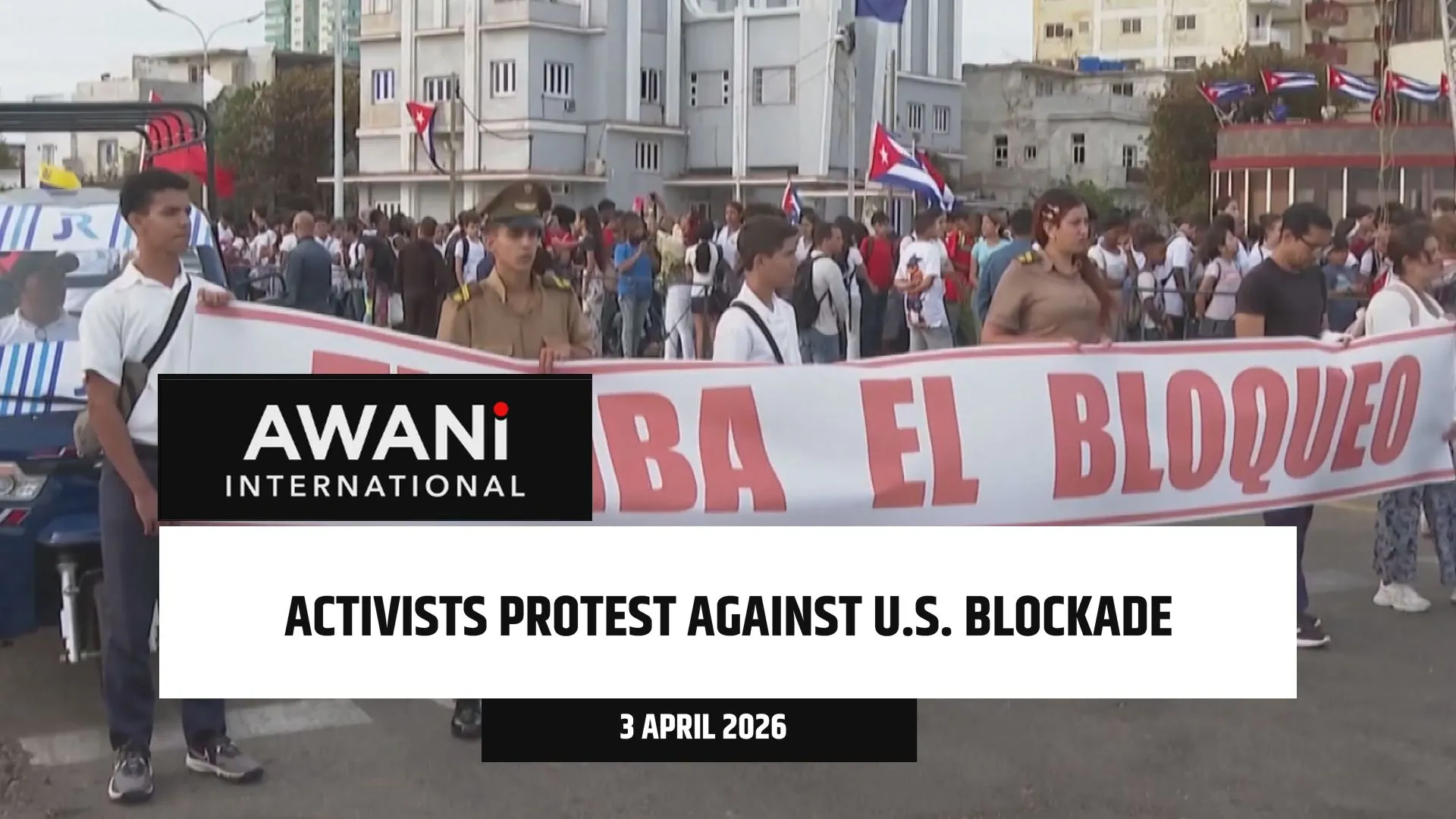 Cuba activists protest against U.S. blockade