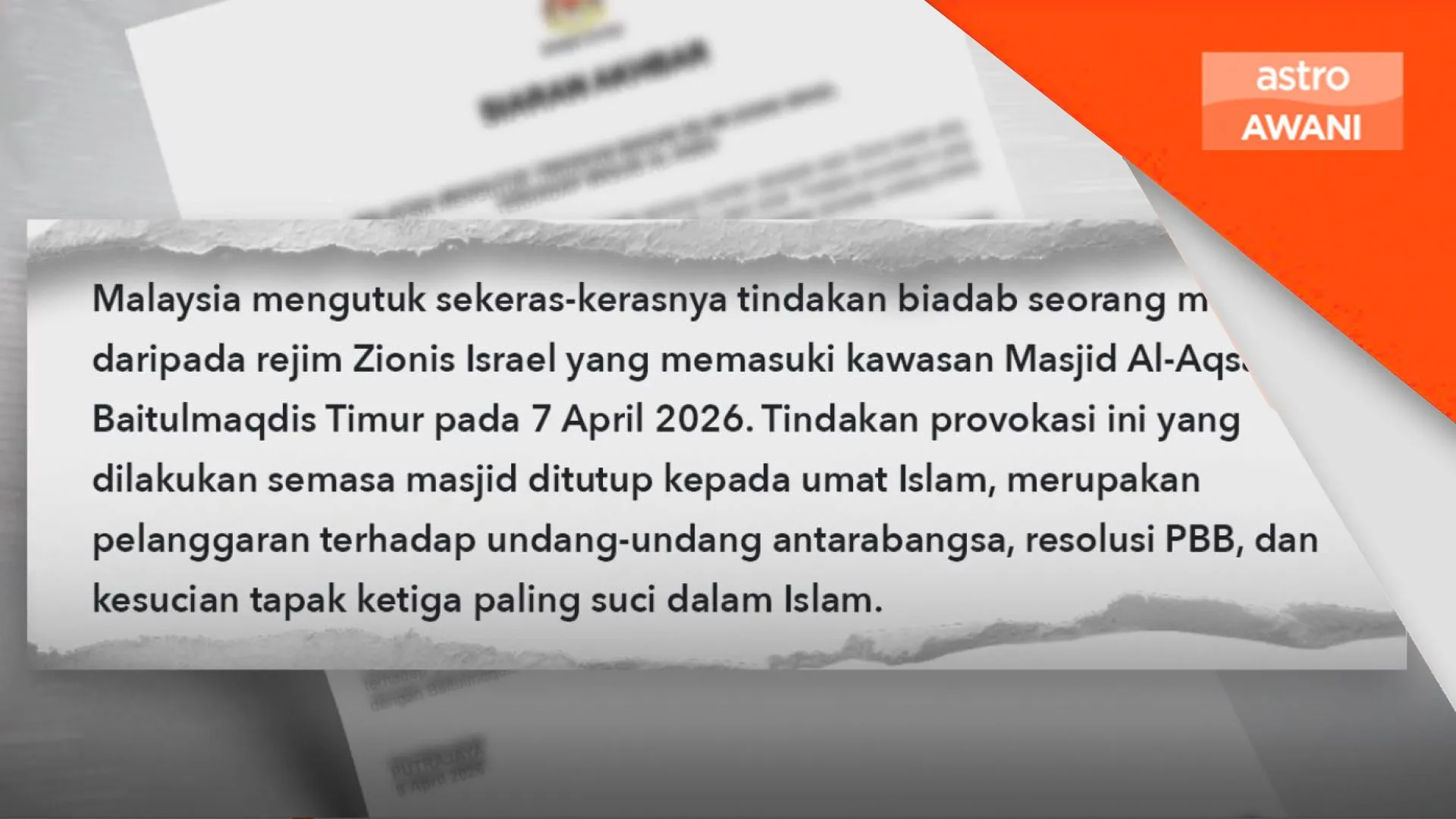 Malaysia kutuk tindakan Israel di Masjid Al-Aqsa