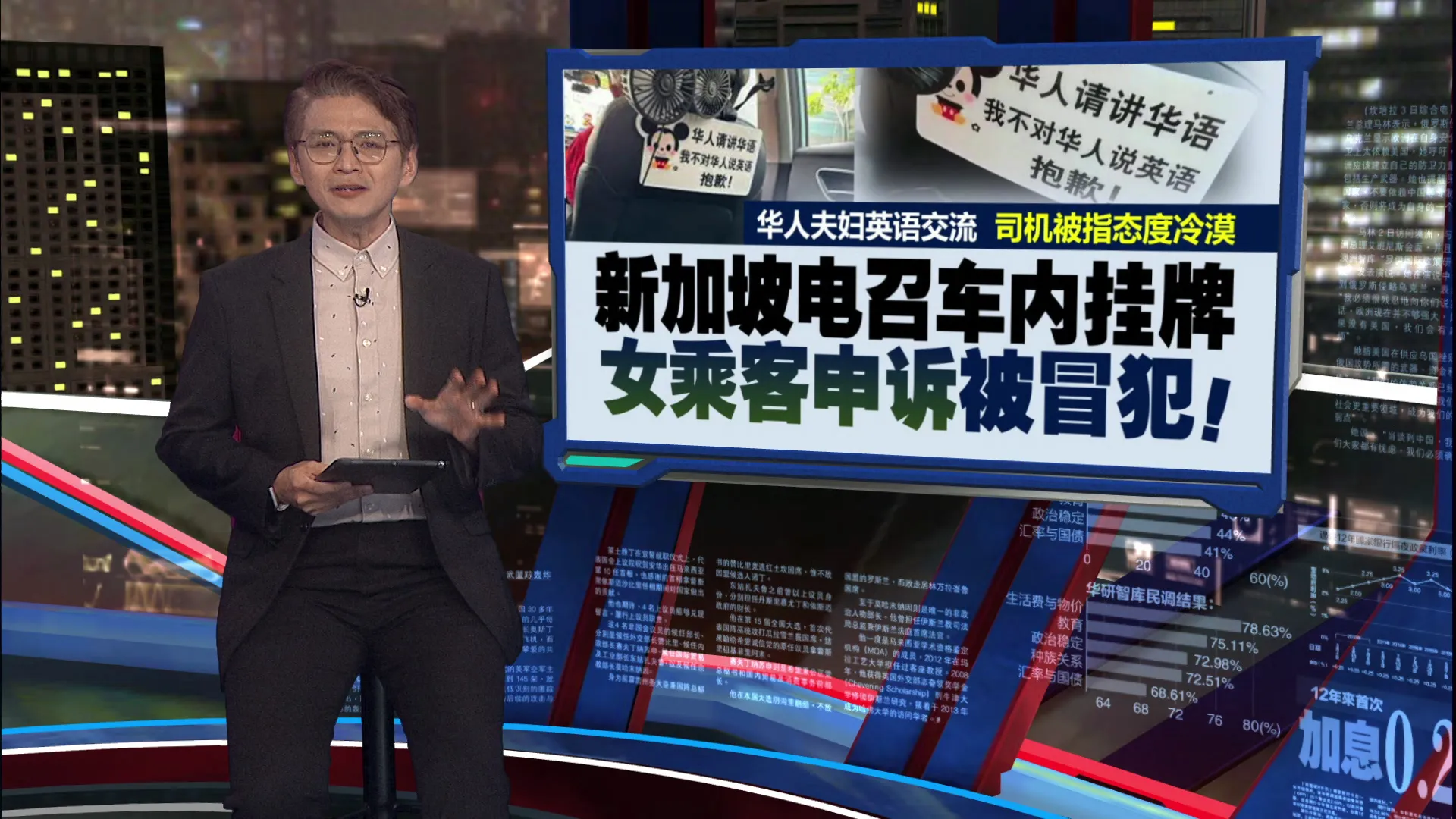车后座挂“不对华人说英语”挂牌   引网热议！
