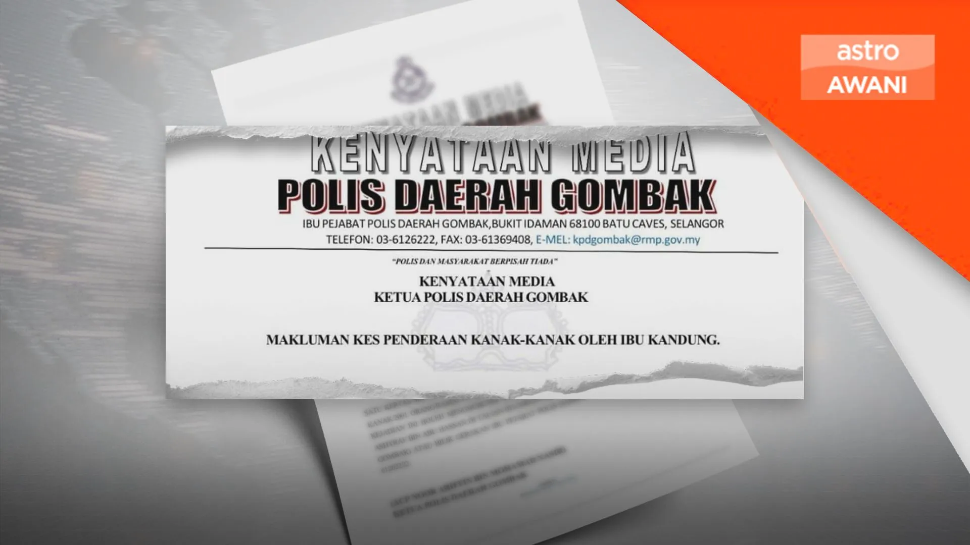 Polis kesan wanita disyaki dera anak di Batu Caves