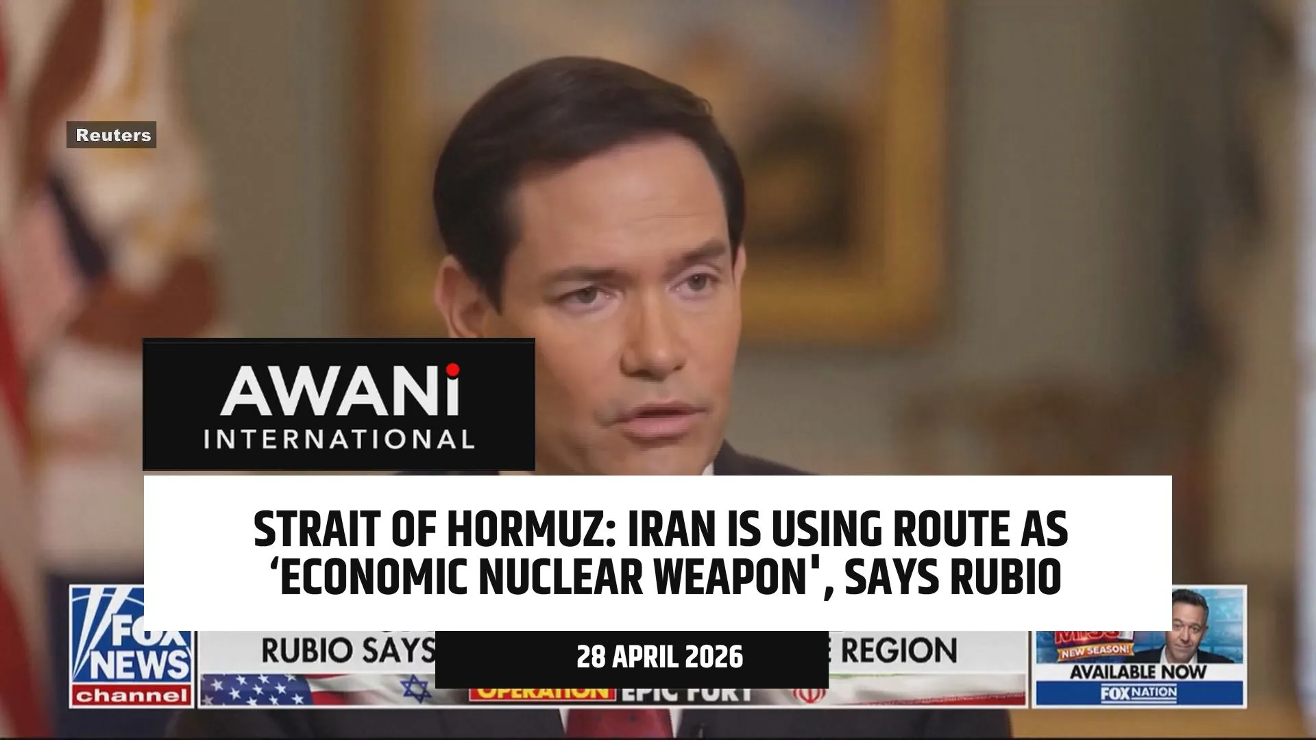 Iran is using Strait of Hormuz as ‘economic nuclear weapon', says Rubio